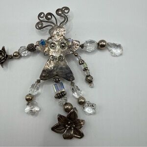 Artisan Signed V R VR Sterling Gemstone Venetian Bead Pendant Or Brooch